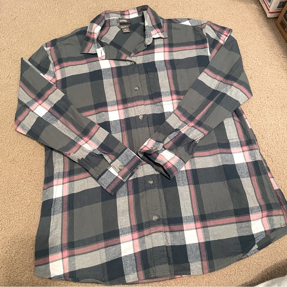 Eddie Bauer Boyfriend Fit Button Down Flannel Shirt